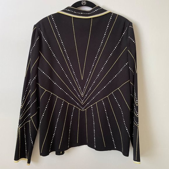 Ming Wang Jacket M Black Yellow White Embellished Blazer - Picture 4 of 6